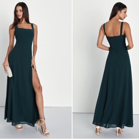LULUS Prom Wedding Bridesmaid Romantic Flowy Sexy Elegant Chiffon Maxi Dress - Picture 1 of 7